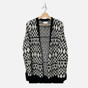 Lou & Grey Black and White Chunky Knit Aztec Cardigan